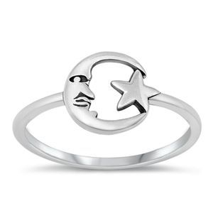 Moon ring Silver Ring - 925 size 4-10